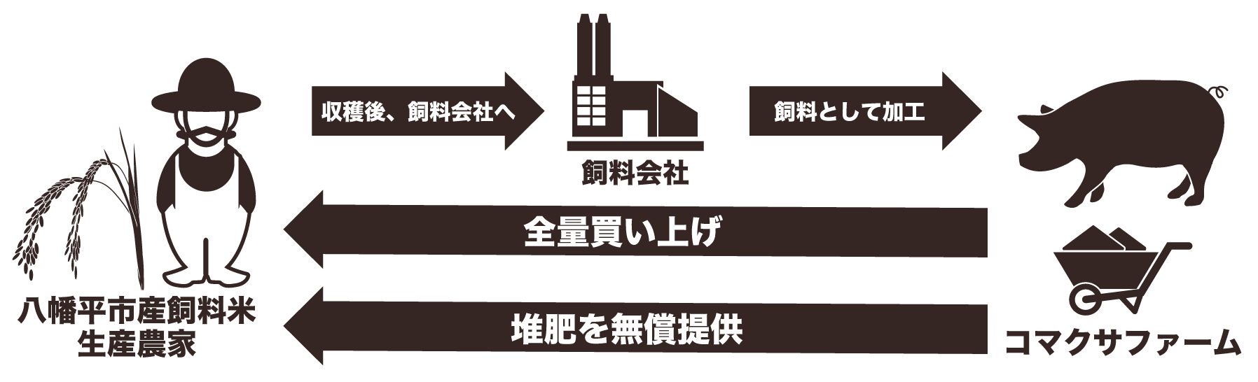 八幡平市産飼料用米の利用のイメージ